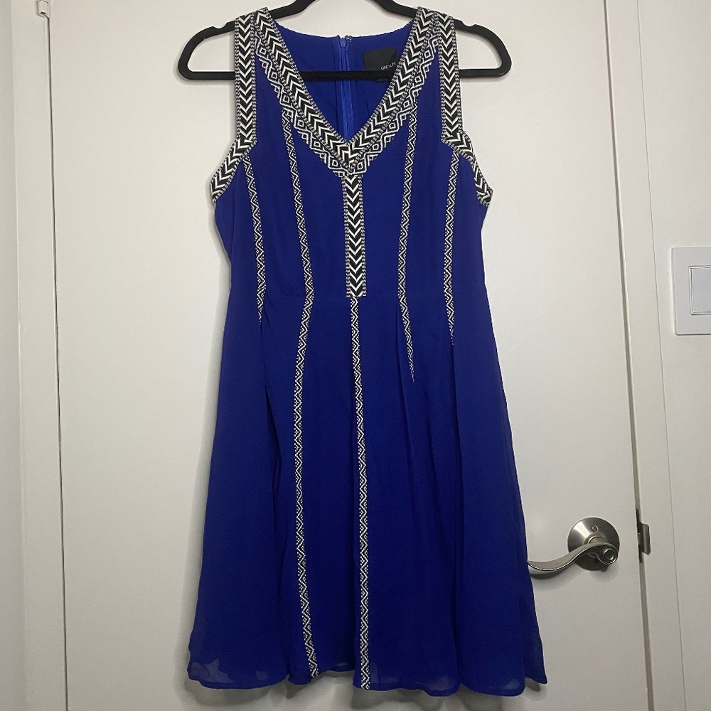 Greylin Taryn Georgette Dress Cobalt Blue M
